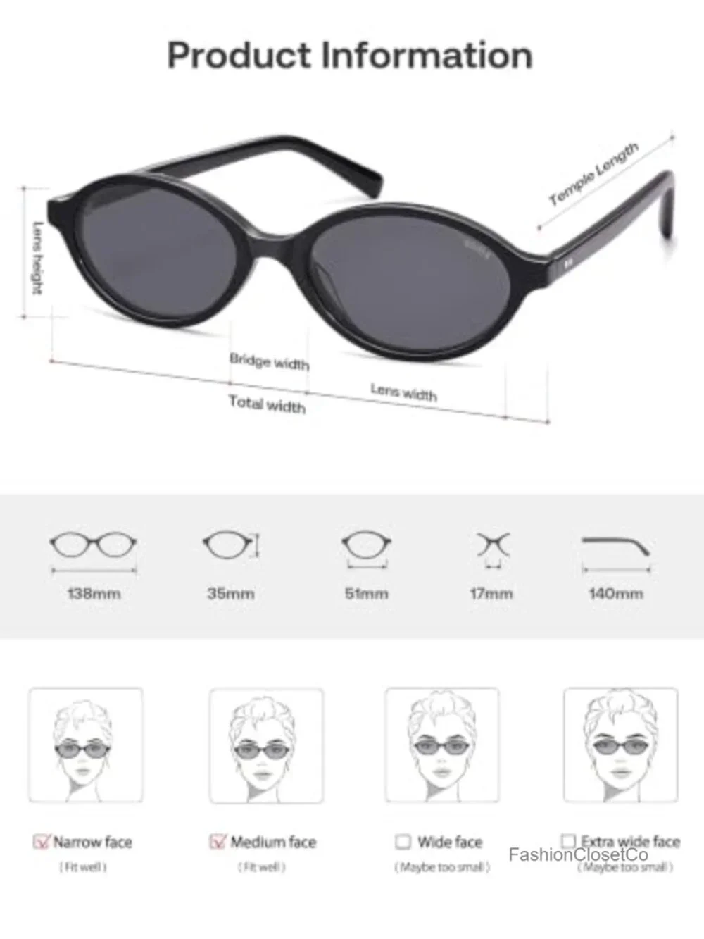 Handmade Acetate Polarized Oval Sunglasses Narrow Face Retro Y2K Lightweight
